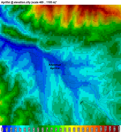 Apriltsi elevation map