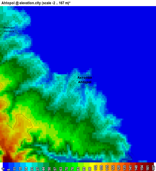 Ahtopol elevation map