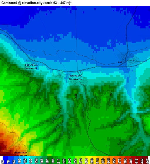 Gerakaroú elevation map