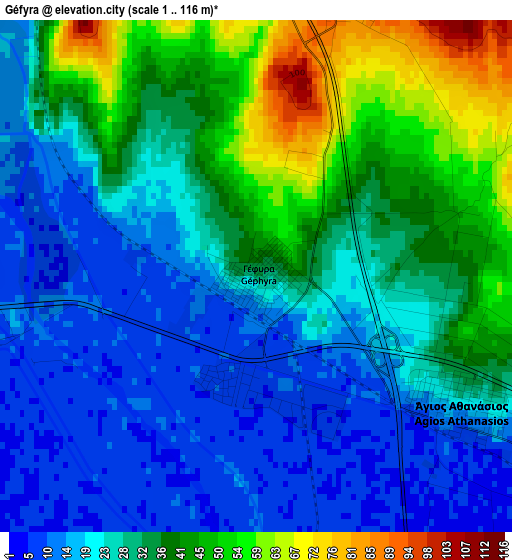 Géfyra elevation map