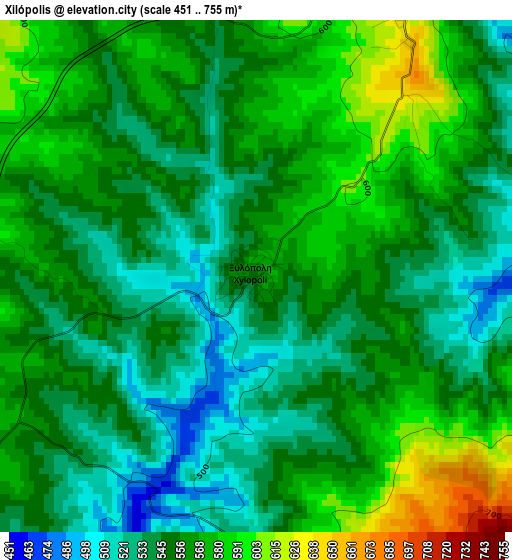 Xilópolis elevation map