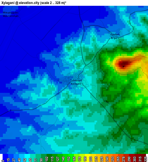 Xylaganí elevation map