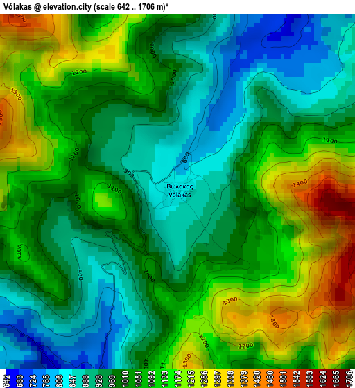 Vólakas elevation map