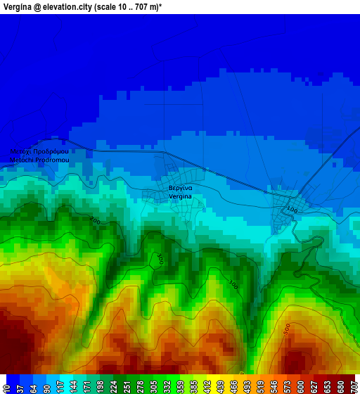 Vergína elevation map