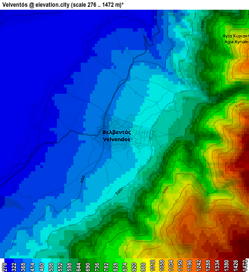 Velventós elevation map