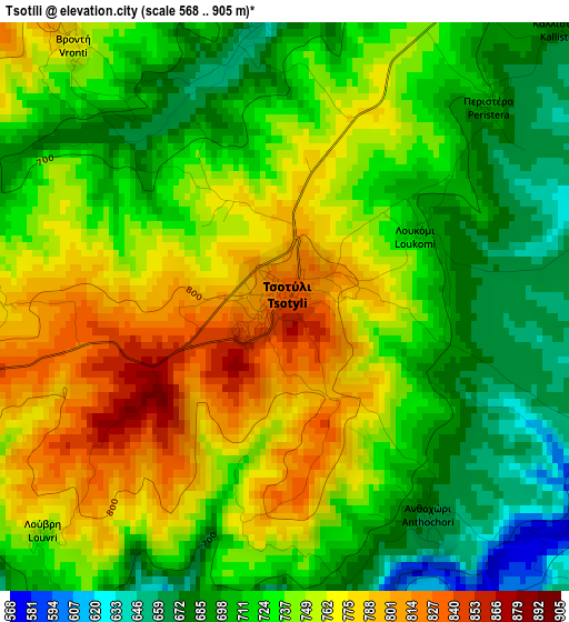 Tsotíli elevation map