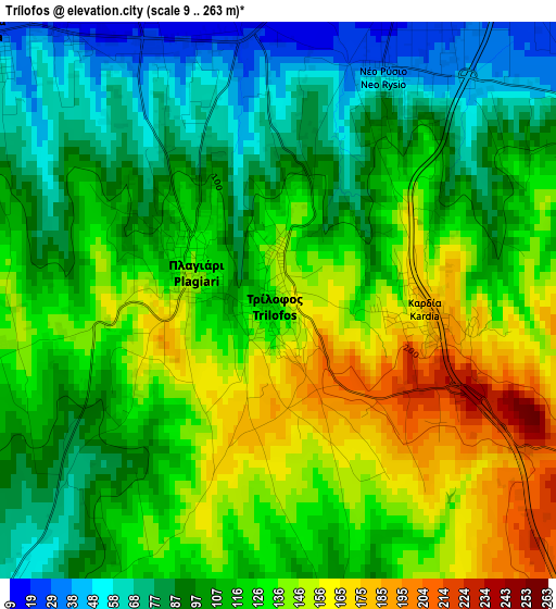 Trílofos elevation map