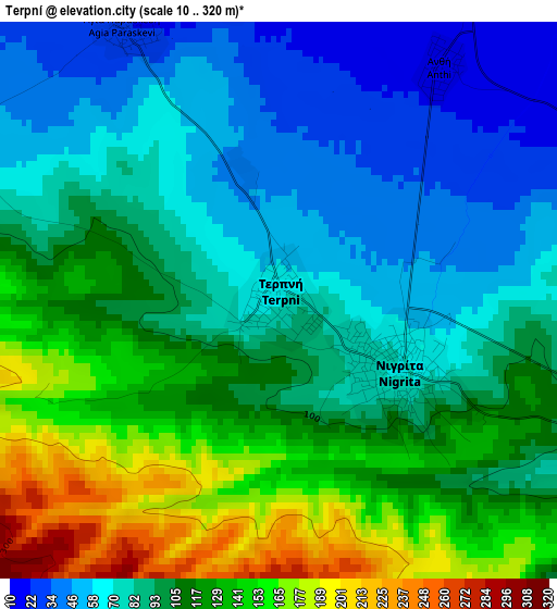 Terpní elevation map