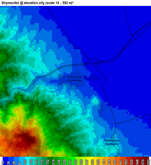 Strymonikó elevation map