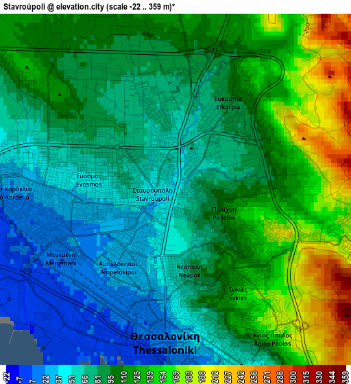 Stavroúpoli elevation map