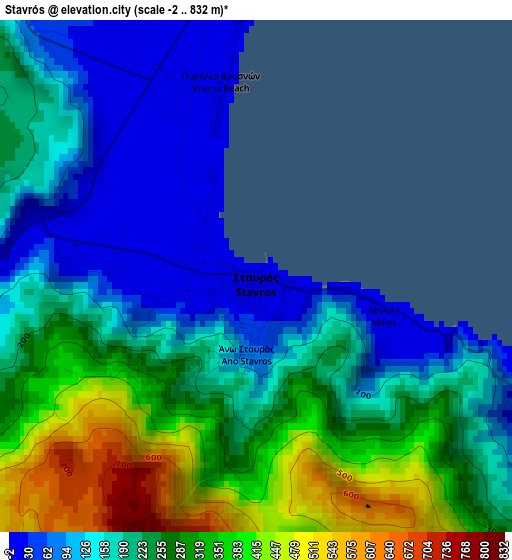 Stavrós elevation map