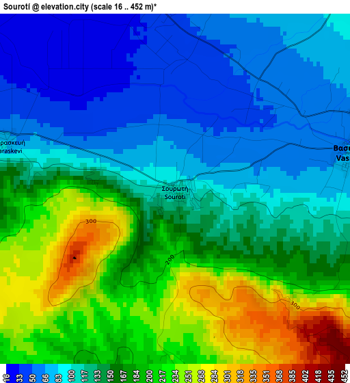 Sourotí elevation map