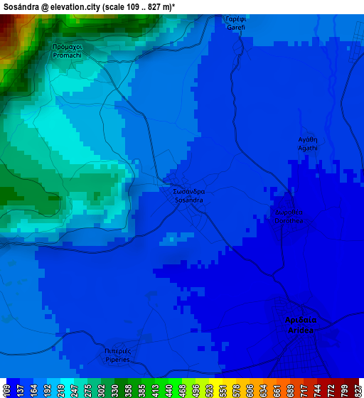 Sosándra elevation map