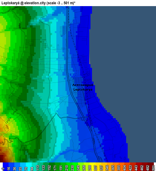 Leptokaryá elevation map