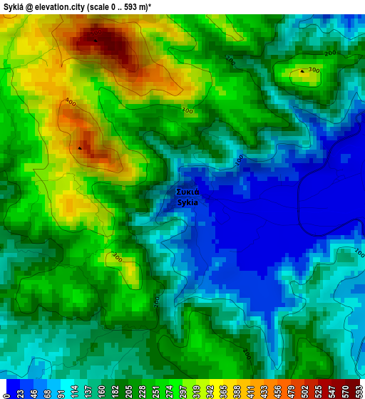 Sykiá elevation map