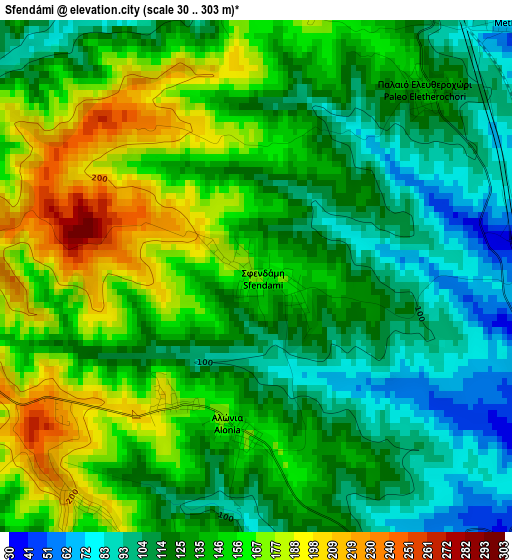 Sfendámi elevation map