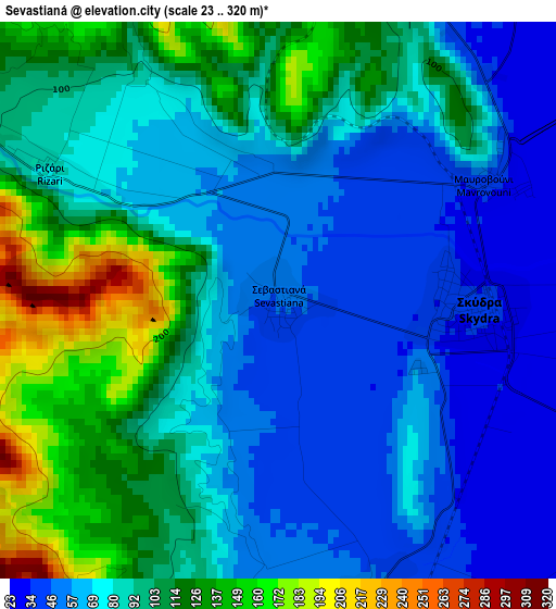 Sevastianá elevation map