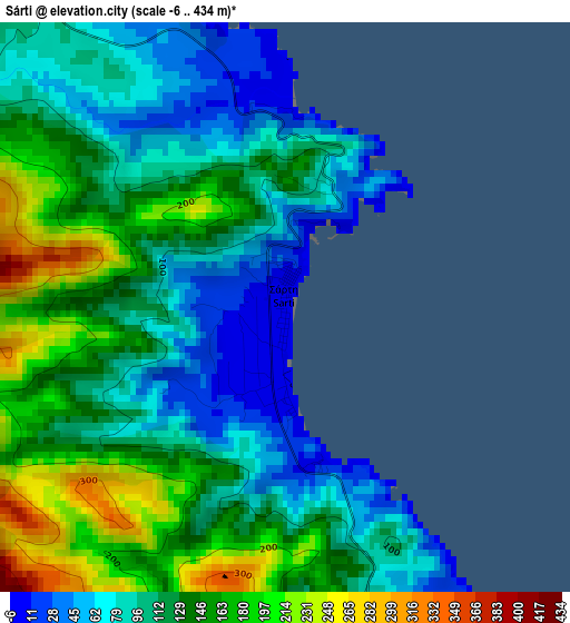 Sárti elevation map