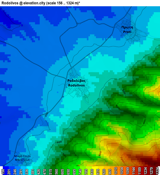 Rodolívos elevation map