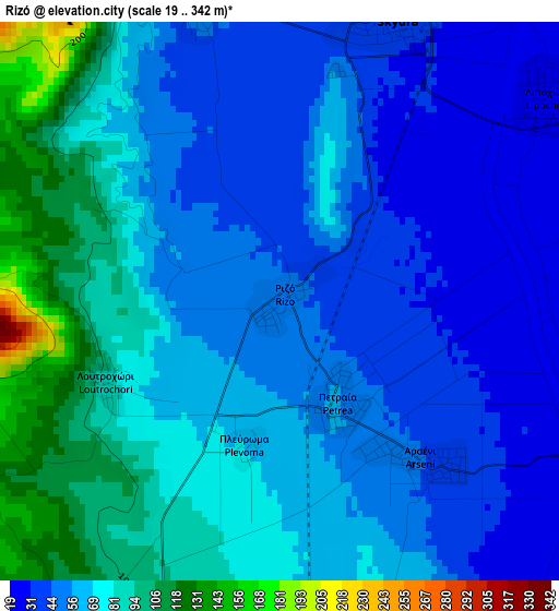 Rizó elevation map