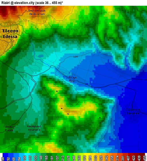 Rizári elevation map