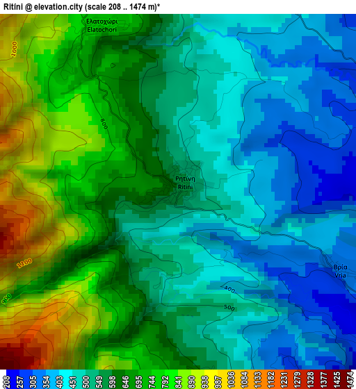 Ritíni elevation map