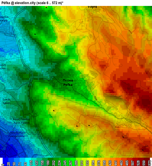 Péfka elevation map