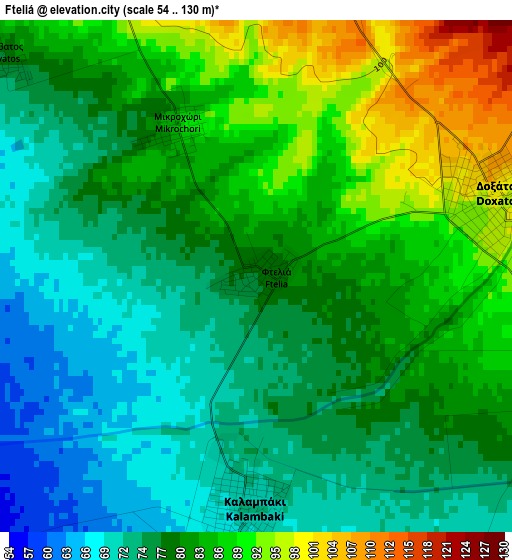 Fteliá elevation map