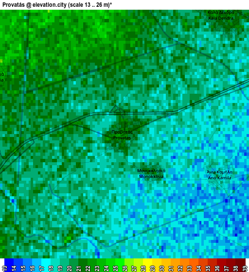 Provatás elevation map