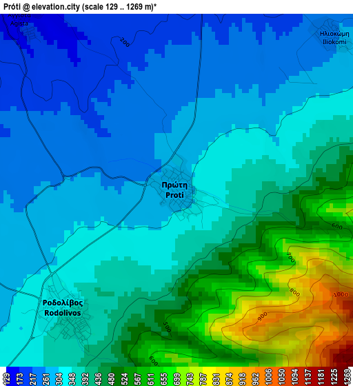 Próti elevation map