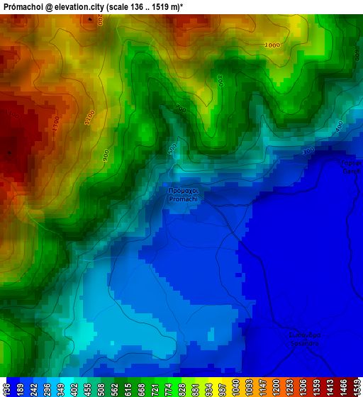 Prómachoi elevation map