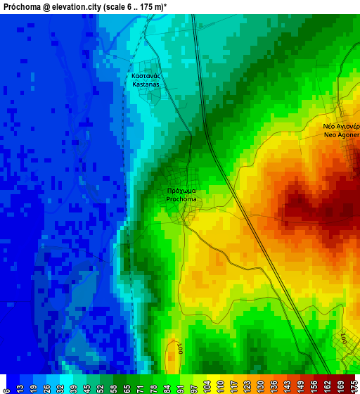 Próchoma elevation map