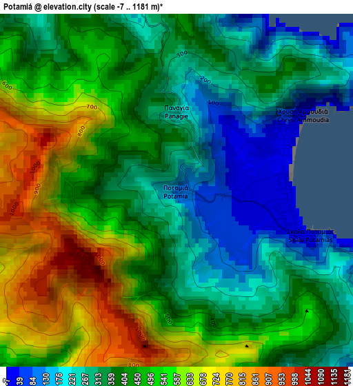 Potamiá elevation map