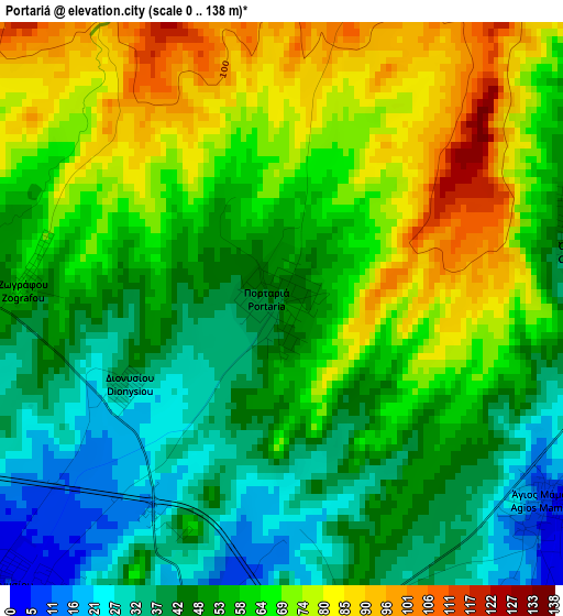 Portariá elevation map