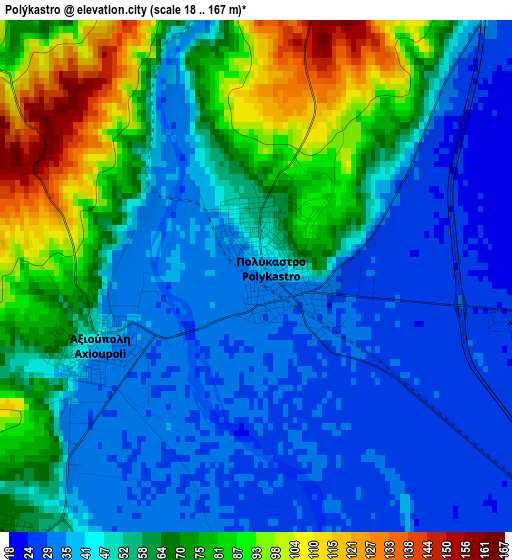 Polýkastro elevation map