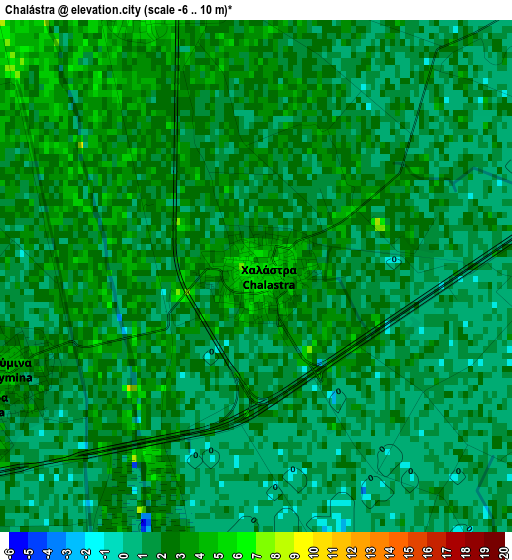 Chalástra elevation map