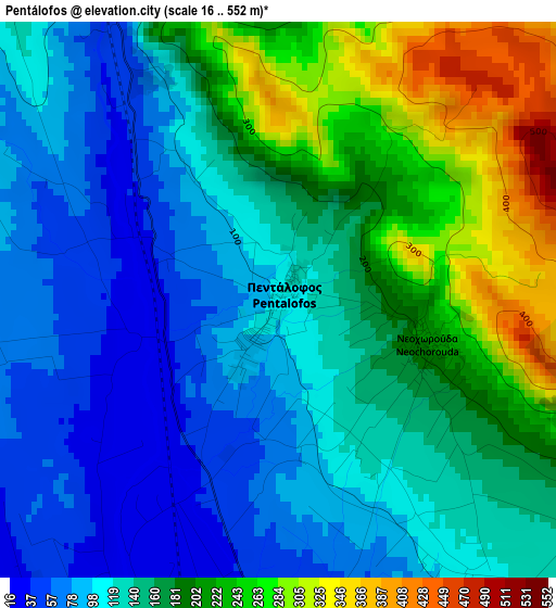 Pentálofos elevation map