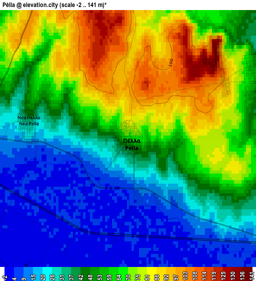 Pélla elevation map