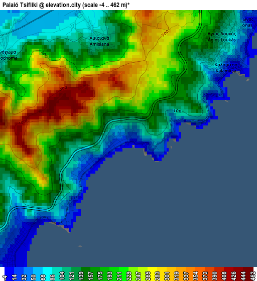 Palaió Tsiflíki elevation map