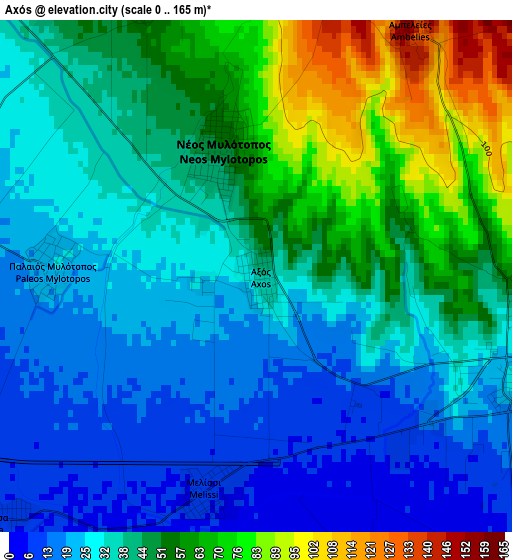 Axós elevation map