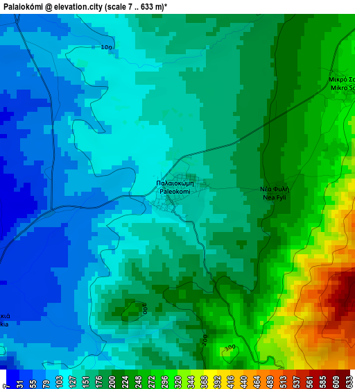 Palaiokómi elevation map