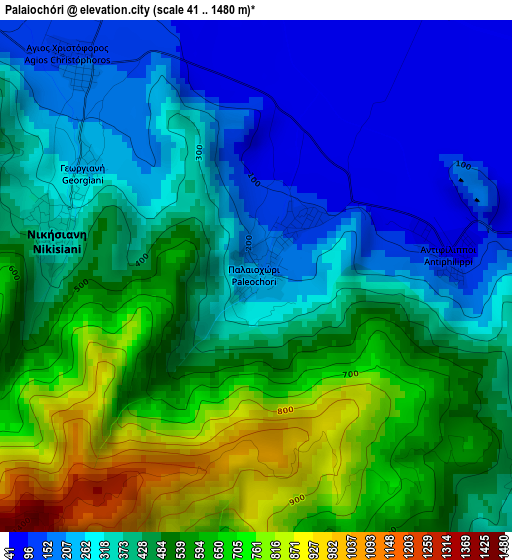 Palaiochóri elevation map