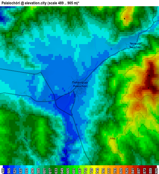 Palaiochóri elevation map