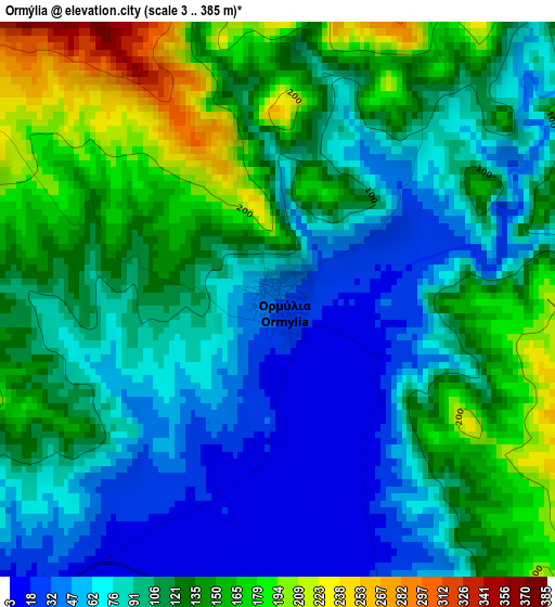 Ormýlia elevation map