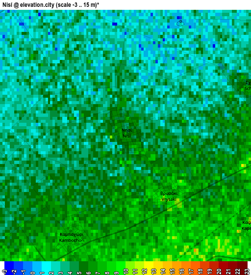 Nisí elevation map