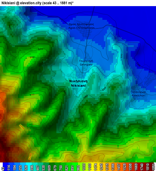 Nikísiani elevation map