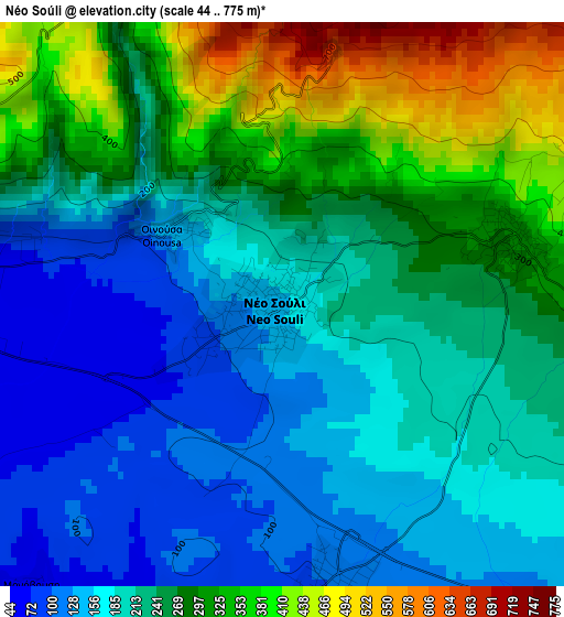 Néo Soúli elevation map