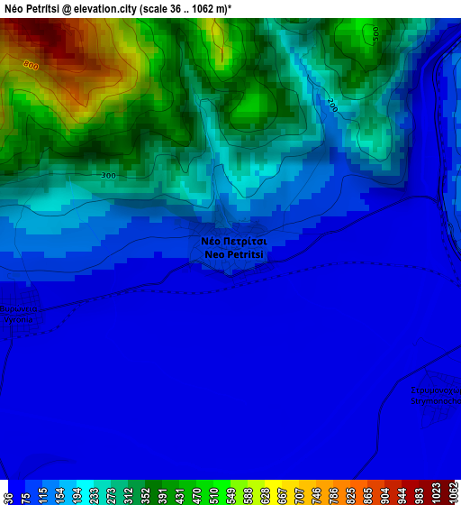 Néo Petrítsi elevation map