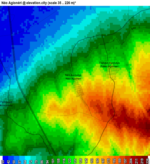 Néo Agionéri elevation map