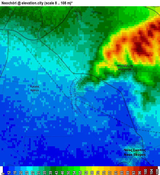 Neochóri elevation map